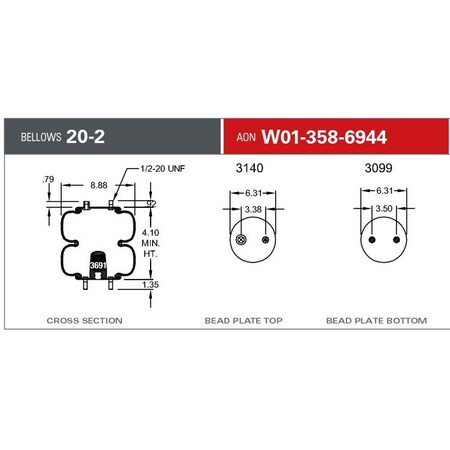Firestone 20F2 RB 2X1/2ST 3/4CF1/2ST, W013586944 W013586944